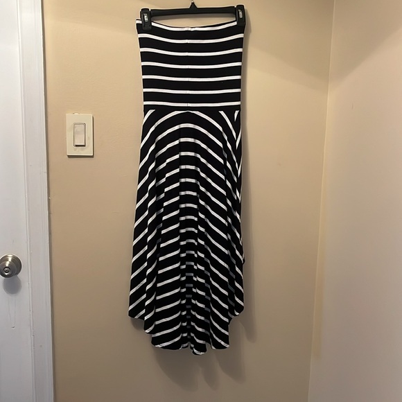 Aqua black and white striped high low dress size medium - Picture 2 of 3